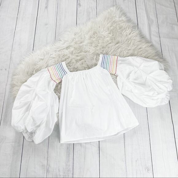 Petersyn Women's Audrey Rainbow Off Shoulder 100% Cotton Blouse‎ Size Small - Picture 6 of 6